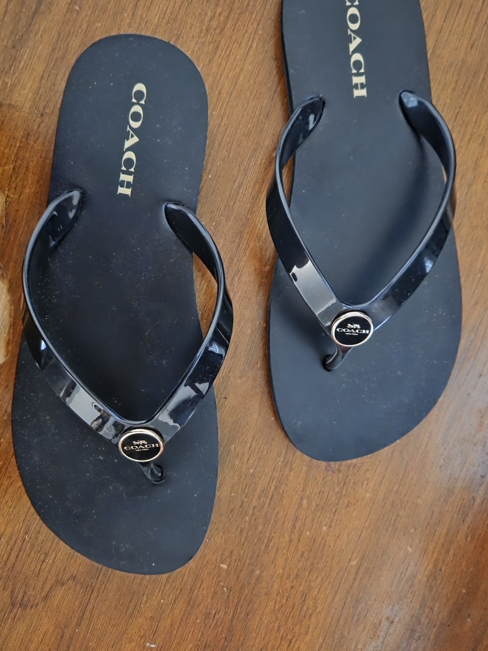 COACH Womens Black Flip Flop Sandals